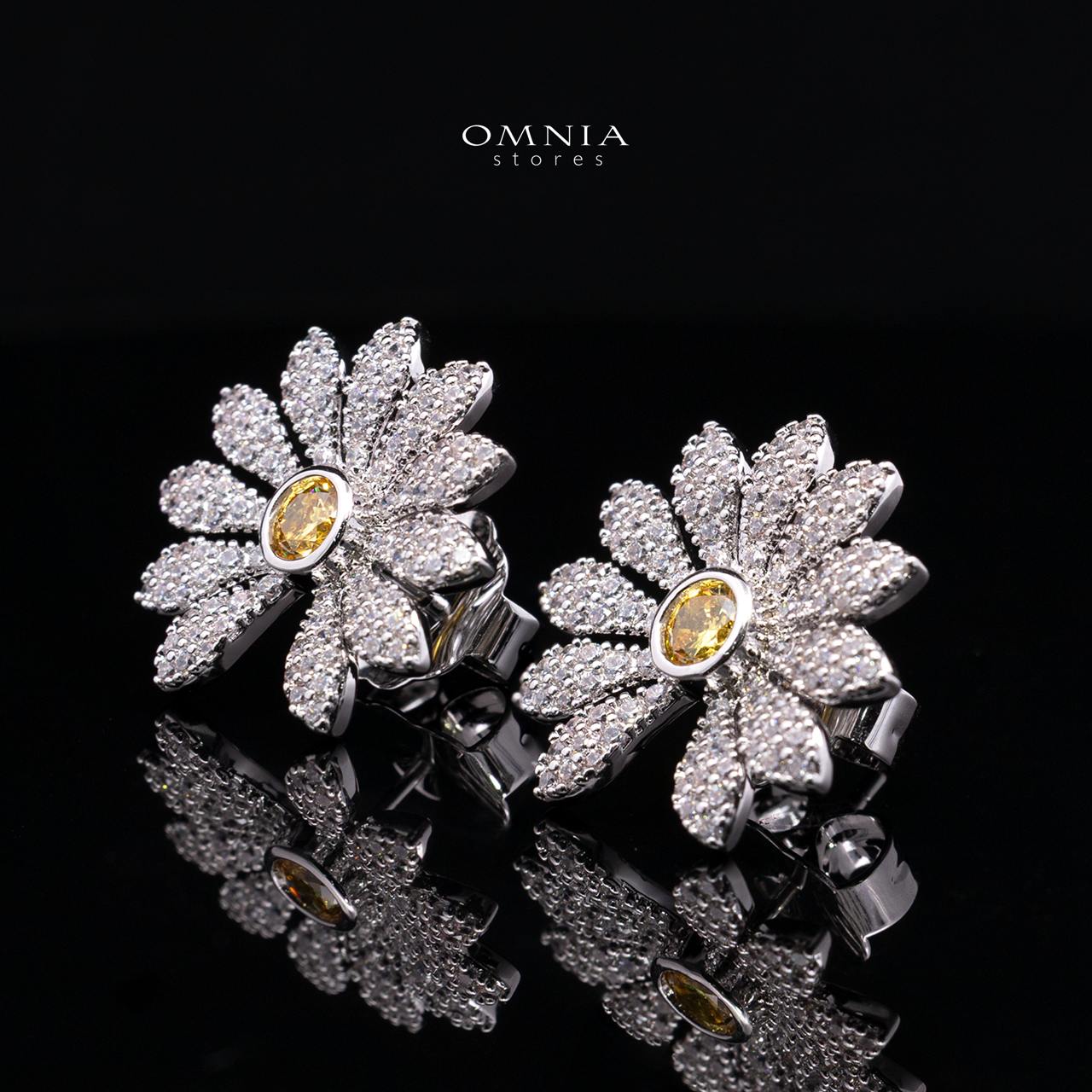 Mahira Floral Stud Earrings with Premium Simulated Diamonds in 925 Sterling Silver - Image 3