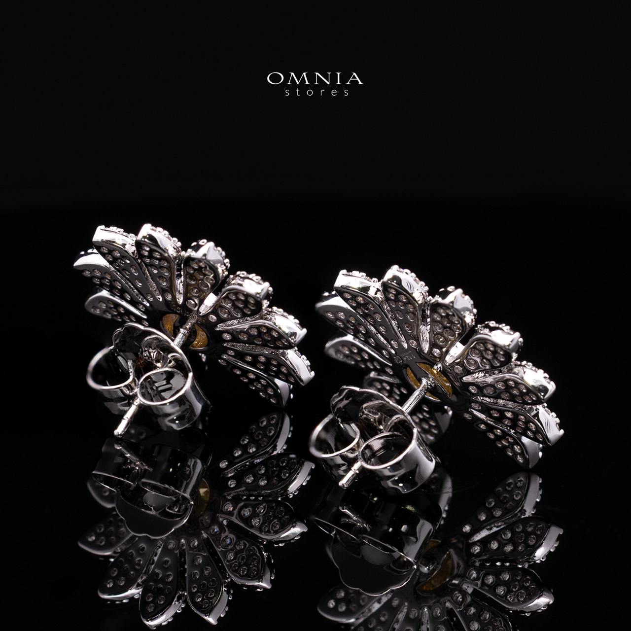 Mahira Floral Stud Earrings with Premium Simulated Diamonds in 925 Sterling Silver - Image 4