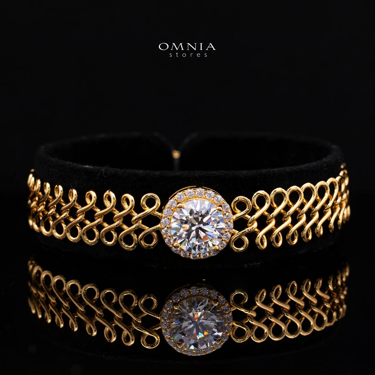 Kaelani Infinity Link Bracelet Gold Plated with Premium Simulated Diamonds and Certificate 925 Sterling Silver