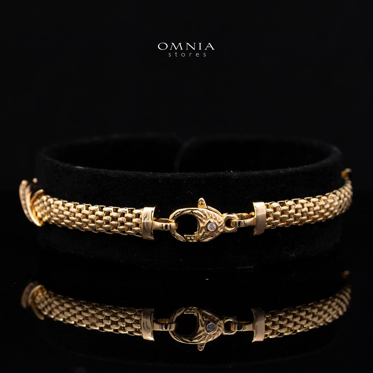 Cyrene Mesh Chain X-Cross Gold-Plated Bracelet with Premium Simulated Diamonds and Certificate in 925 Sterling Silver - Image 2