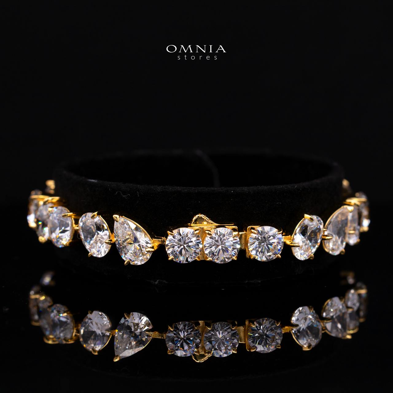 Mirelith Mixed Fancy Cut Bracelet Gold Plated with Premium Simulated Diamonds and Certificate in 925 Sterling Silver - Image 2