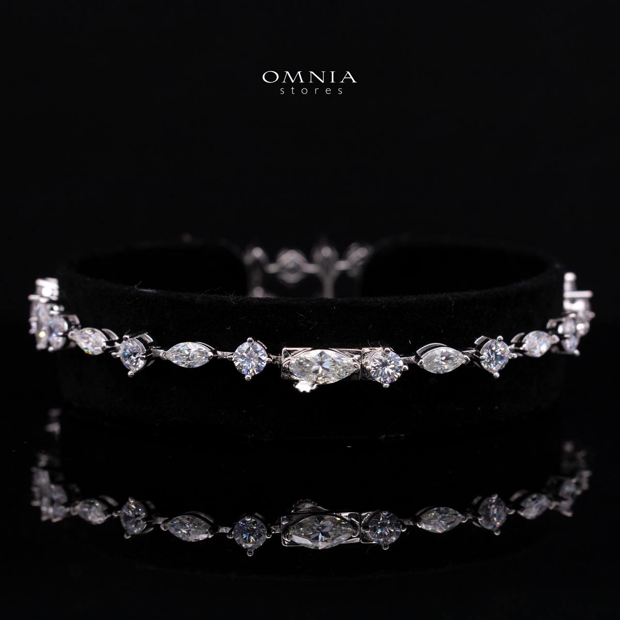 Eleniya Pearl and Pink Diamond Bracelet with Premium Simulated Diamonds and Certificate in 925 Sterling Silver - Image 2