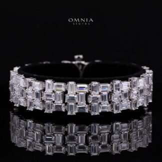Ameliora Emerald Cut Bracelet with Premium Simulated Diamonds and Certificate in 925 Sterling Silver