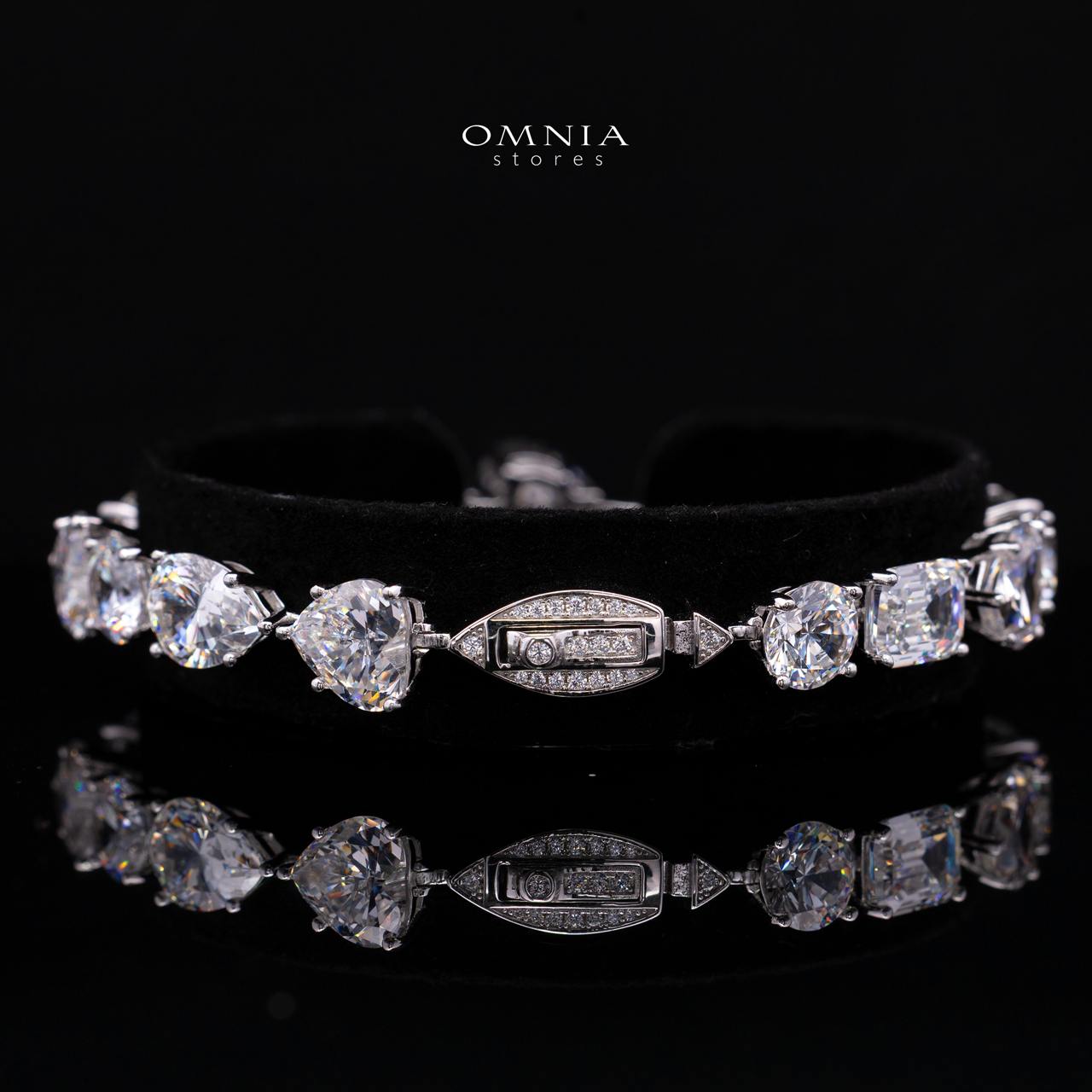 Elaria Multi-Shape Charm Eternity Bracelet with Premium Simulated Diamonds and Certificate in 925 Sterling Silver - Image 2