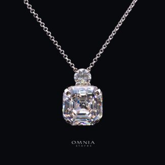 Velaria Asscher-Cut Canary White Pendant Necklace with Premium Simulated Diamonds and Certificate in 925 Sterling Silver