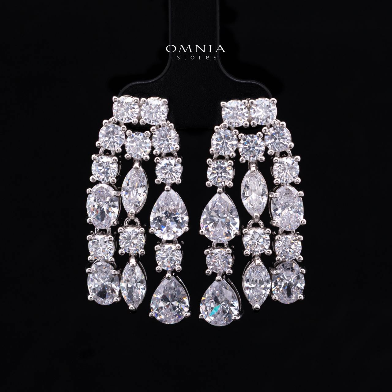 Evelisse White Luxury Full Set with Long Chain, High Quality Premium Simulated Diamond & Rhodium Plated Finish - Image 4