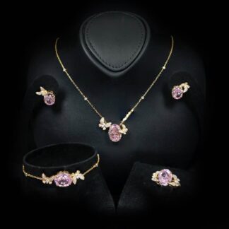 Omnia Maysun Pink Gold Plated Full Set In 925 Silver High Quality Simulated Diamonds