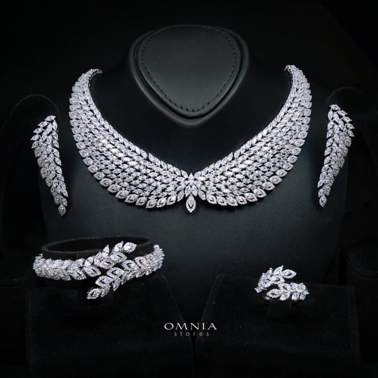 Omnia Safe Luxury Bridal White Full Set In High Quality Zircon Stone Rhodium Plated