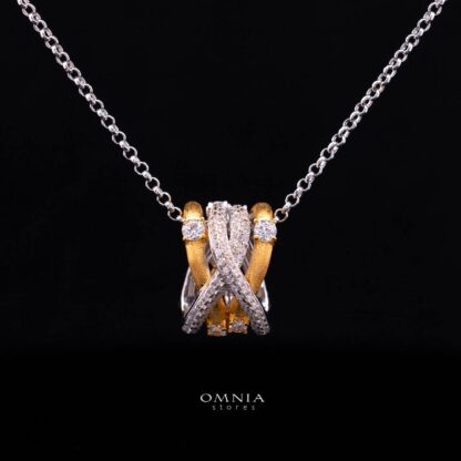Zynera Gold Plated Necklace with Premium Simulated Diamonds in 925 Silver