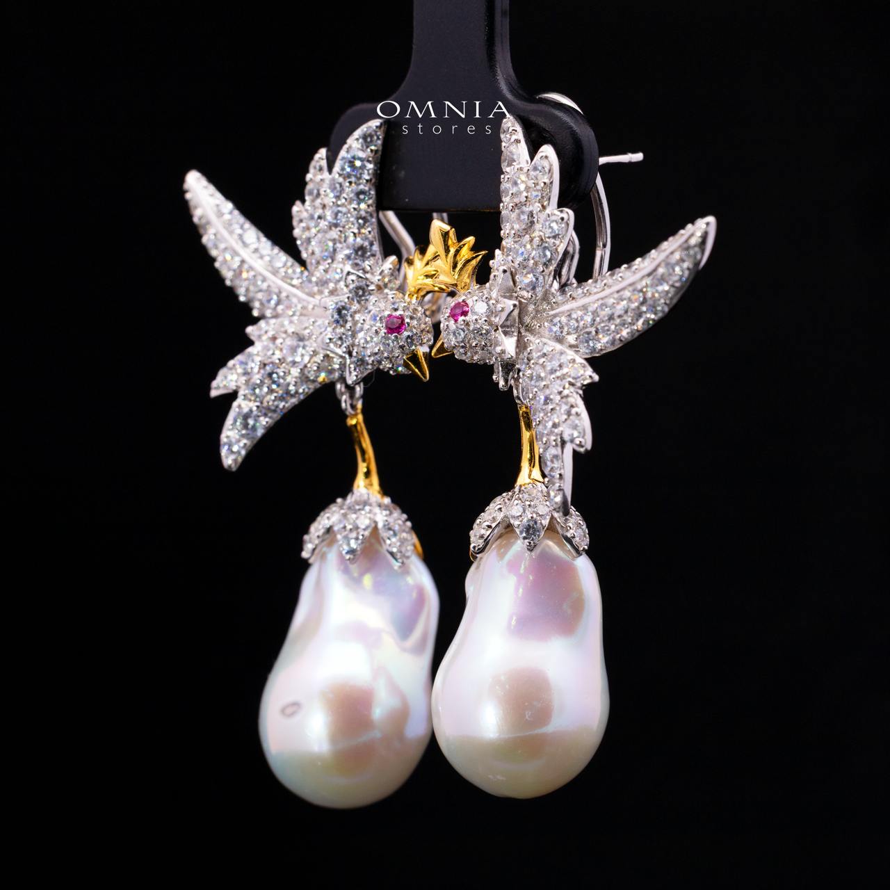 Yameera Pearl Clip-On Earrings with High-Quality Premium Simulated Diamonds in 925 Sterling Silver - Image 2