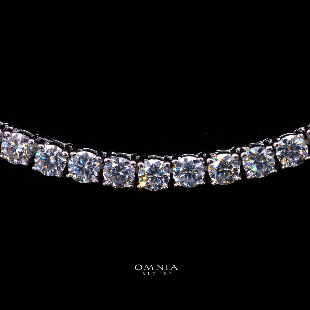 Shaikha White 3mm Tennis Necklace with GRA Certificate, High-Quality Premium Moissanite, and Rhodium Plating in 925 Sterling Silver - Image 2
