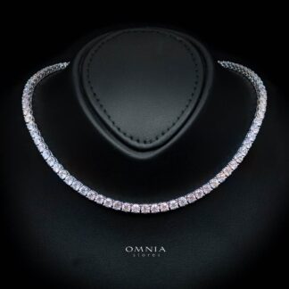 Evania White 4mm Tennis Necklace with GRA Certificate, High-Quality Premium Moissanite, and Rhodium Plating in 925 Sterling Silver