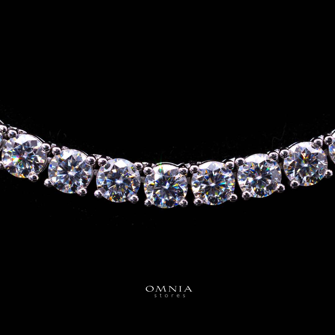 Evania White 4mm Tennis Necklace with GRA Certificate, High-Quality Premium Moissanite, and Rhodium Plating in 925 Sterling Silver - Image 2