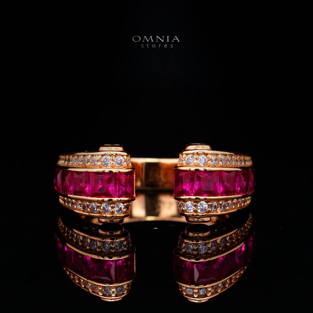 Isalyn Ruby Red Ring with High Quality Simulated Diamond in 925 Silver