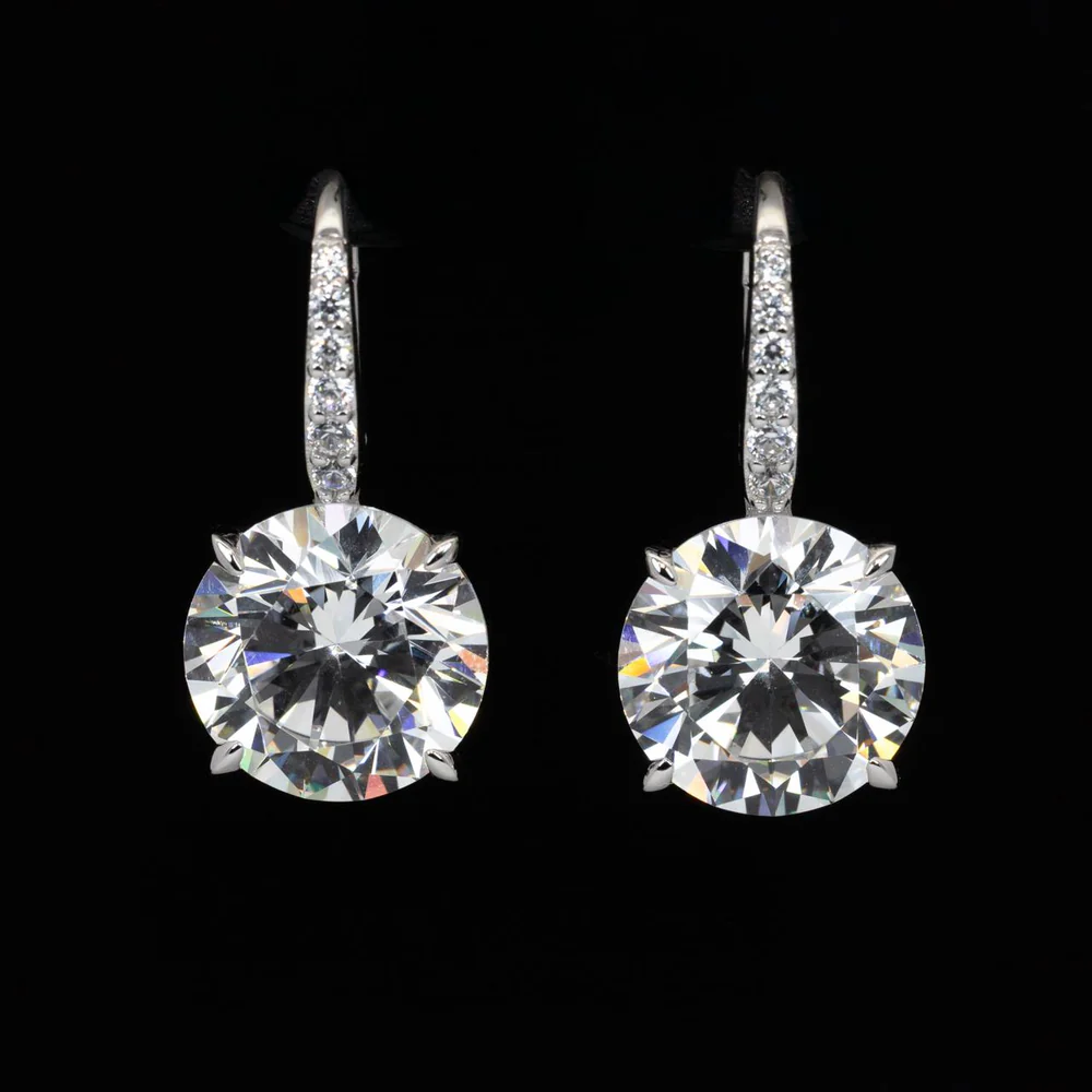 Omnia Lobna Round Drop Earrings With High Quality Certified Lab Crafted Stones In 925 Silver 6ct