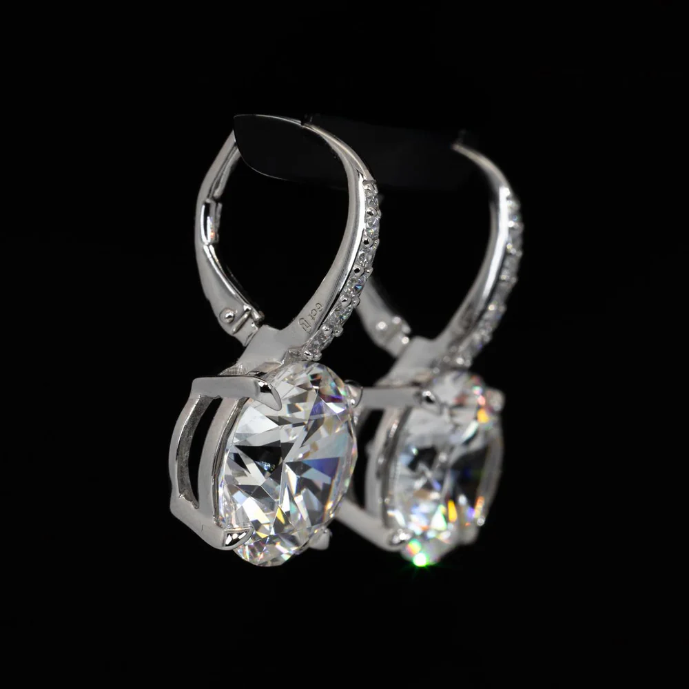 Omnia Lobna Round Drop Earrings With High Quality Certified Lab Crafted Stones In 925 Silver 6ct - Image 3