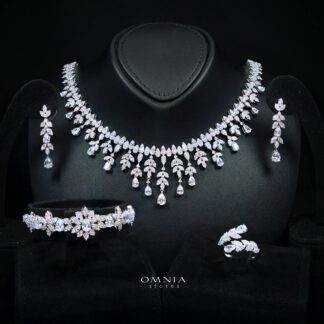 Aylara White Luxury Bridal Full Jewelry Set with High-Quality Premium Simulated Diamonds