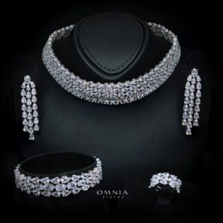 Raneefa White Luxury Bridal Full Jewelry Set with High-Quality Premium Simulated Diamonds