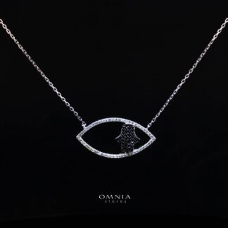 Aislin White Pendant Necklace with High-Quality Simulated Diamonds in 925 Sterling Silver