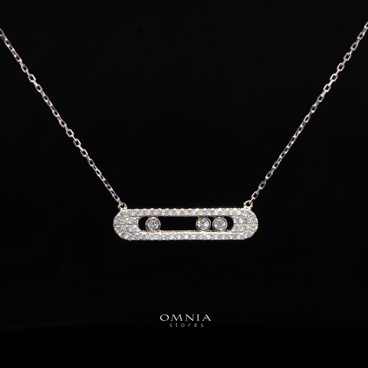 Cressida White Pendant Necklace with High-Quality Simulated Diamonds in 925 Sterling Silver