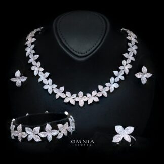 Brienne Luxury Bridal Full Set with High-Quality Premium Simulated Diamonds and Premium Rhodium Plating