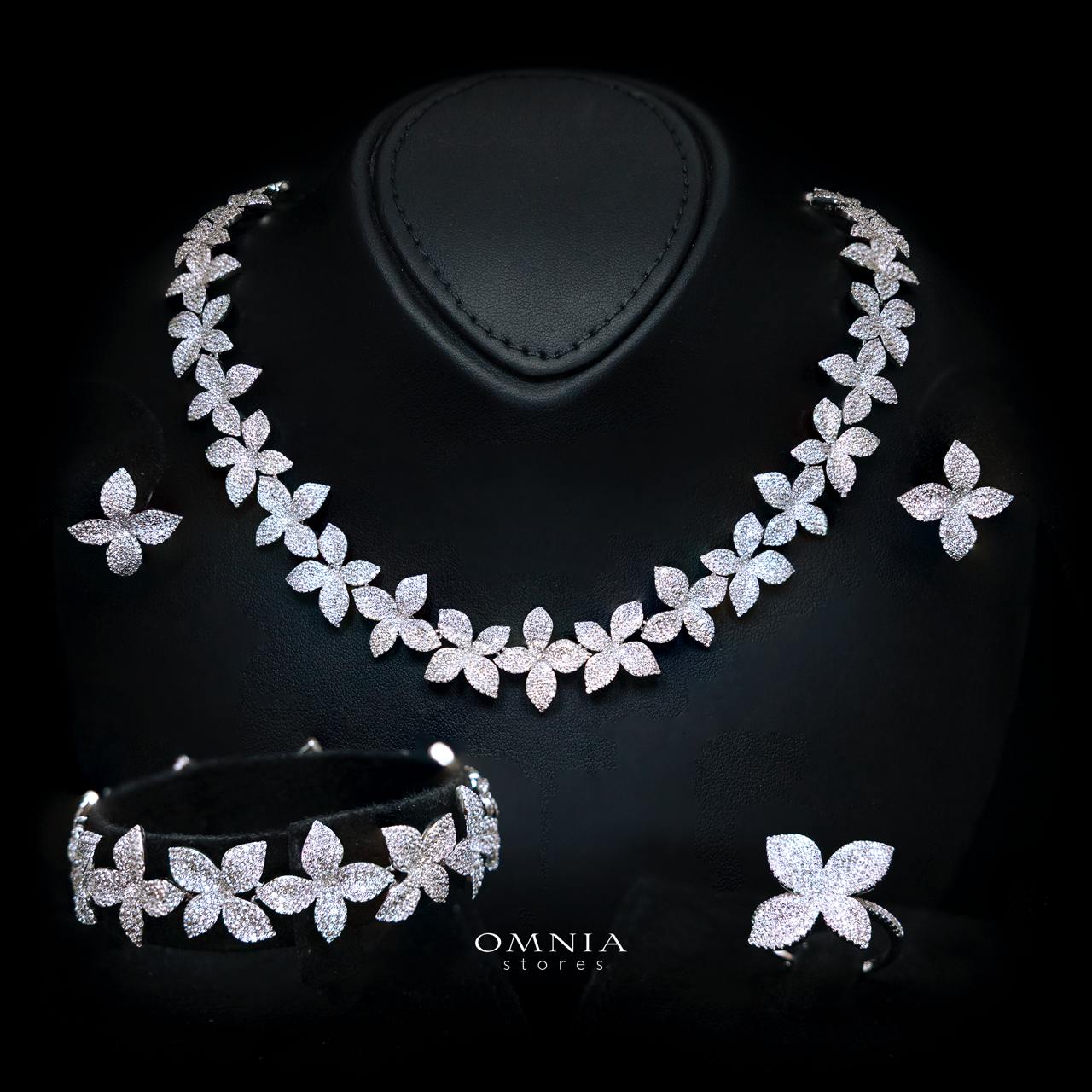 Brienne Luxury Bridal Full Set with High-Quality Premium Simulated Diamonds and Premium Rhodium Plating