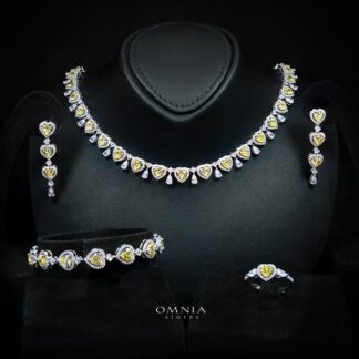 Talina Yellow Luxury Bridal Full Jewelry Set with High-Quality Premium Simulated Diamonds-Rhodium-Plated