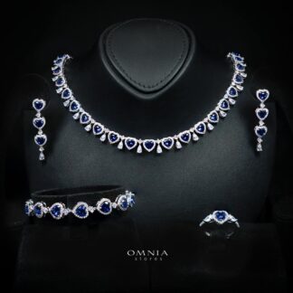 Talina Blue Luxury Bridal Full Jewelry Set with High-Quality Premium Simulated Diamonds-Rhodium-Plated