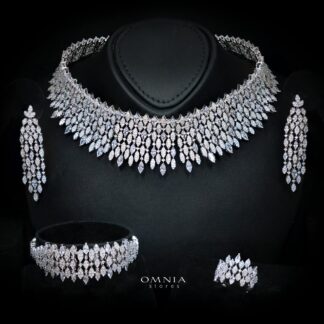 Cyra White Luxury Bridal Full Set with High-Quality Simulated Diamonds and Rhodium Plating