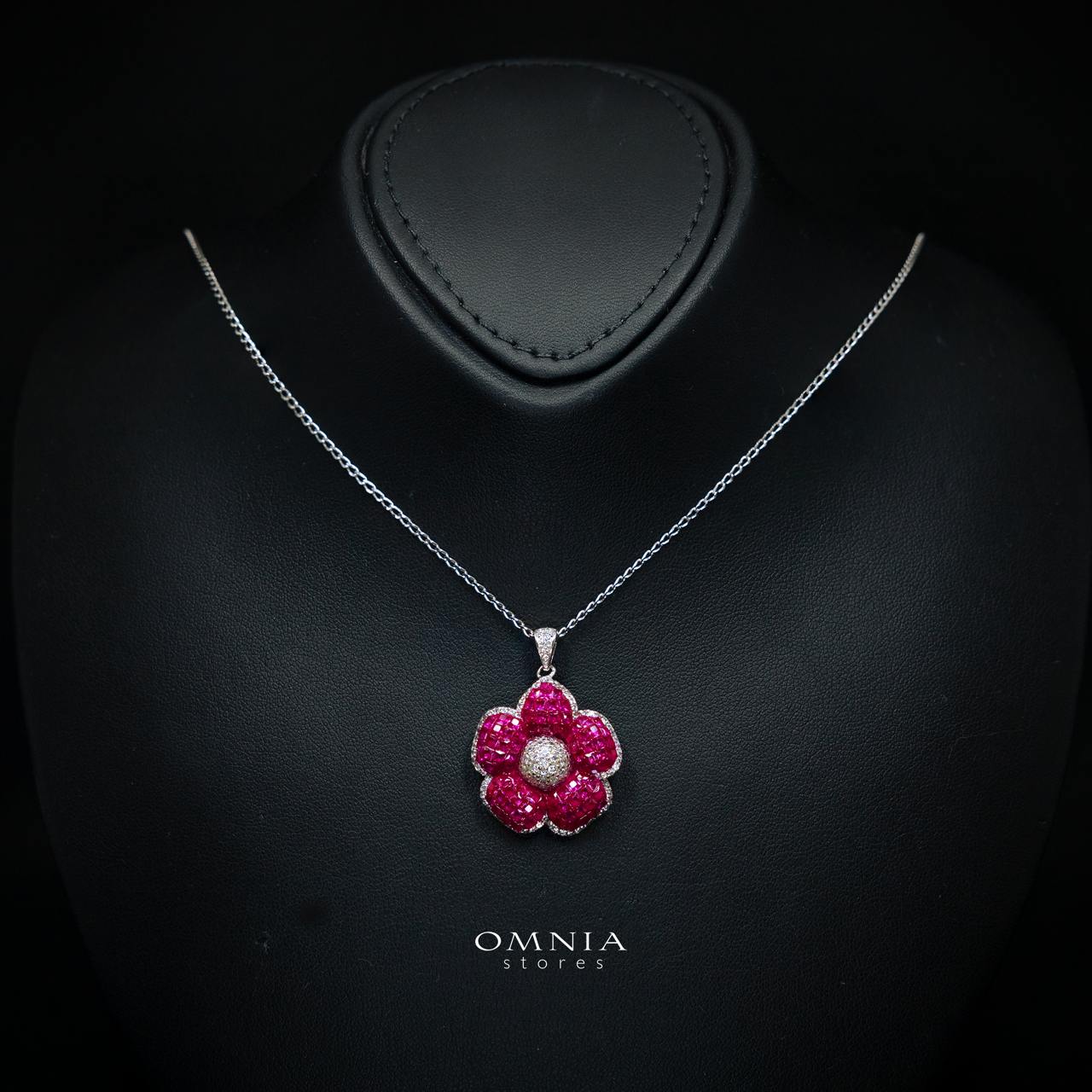 Ruwaina Pink Necklace with High-Quality Premium Simulated Diamonds in 925 Sterling Silver - Image 2