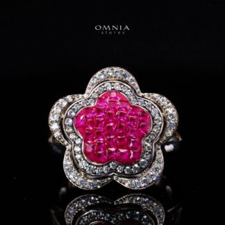 Lamisra Ring with High-Quality Premium Simulated Diamonds in 925 Sterling Silver