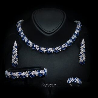 Safira Blue Luxury Bridal Full Jewelry Set with High-Quality Premium Simulated Diamonds