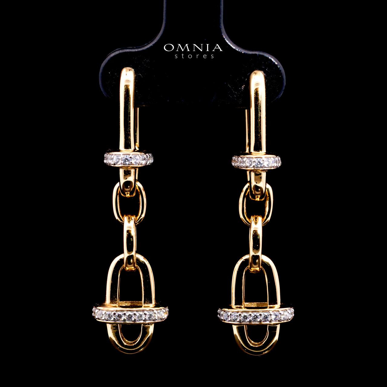 Marla Gold and White Earring with High-Quality Simulated Diamonds in 925 Silver