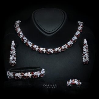 Safira Red Luxury Bridal Full Jewelry Set with High-Quality Premium Simulated Diamonds