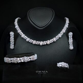 Rahima White Luxury Bridal Full Set with High-Quality Simulated Diamonds and Rhodium Plating