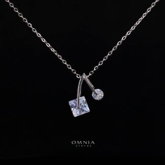 Jovienne White Pendant Necklace with High-Quality Simulated Diamonds in 925 Sterling Silver