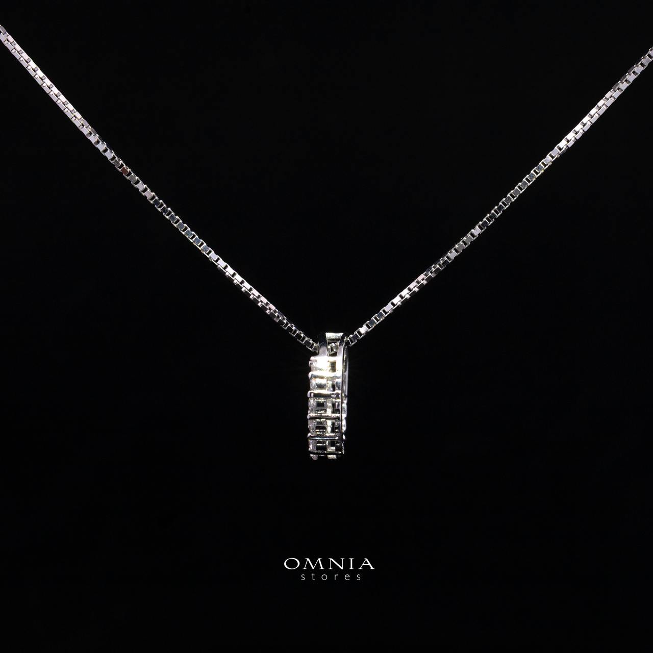 Bellamy White Pendant Necklace with High-Quality Simulated Diamonds in 925 Sterling Silver