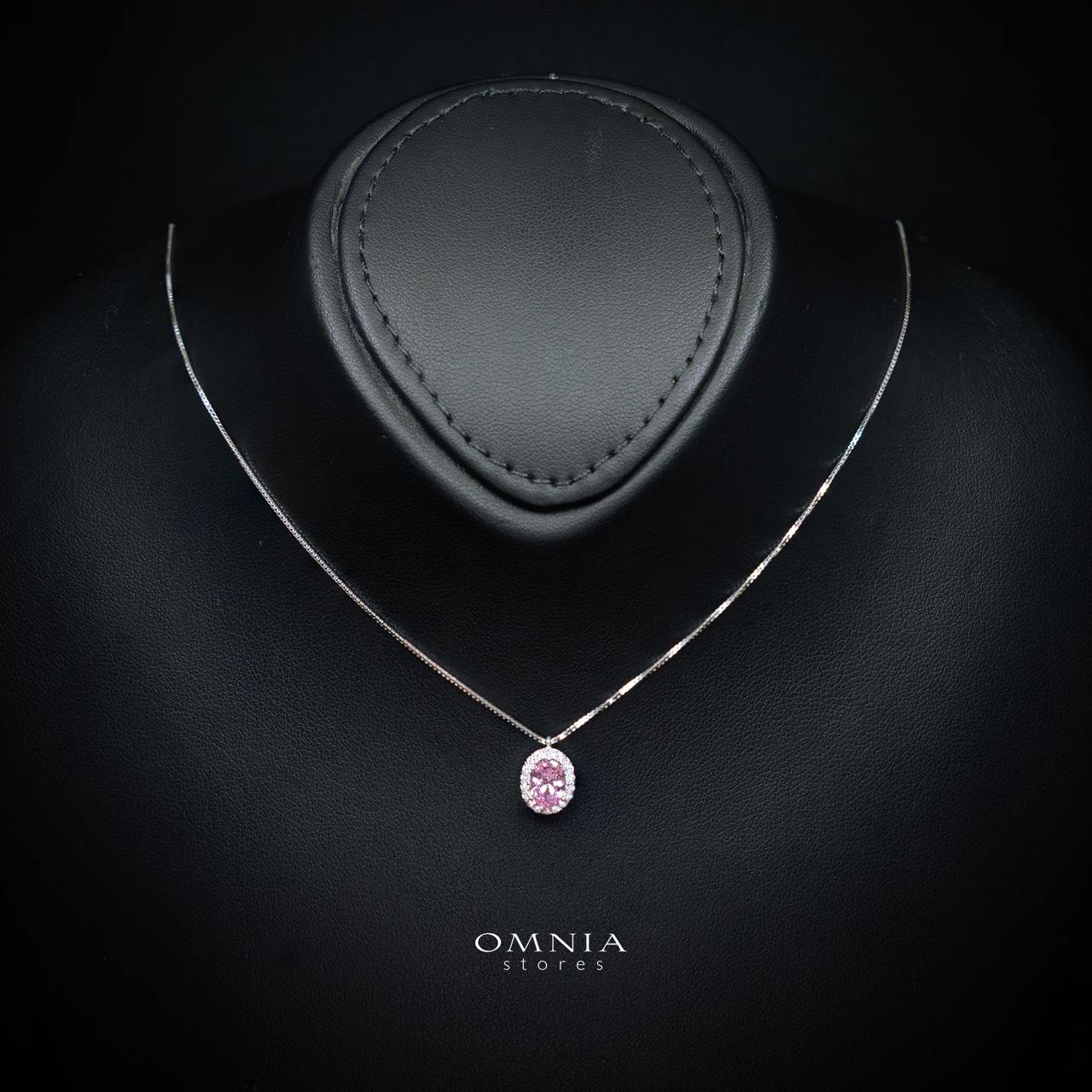 Nereida Pink Pendant Necklace with High-Quality Simulated Diamonds in 925 Sterling Silver