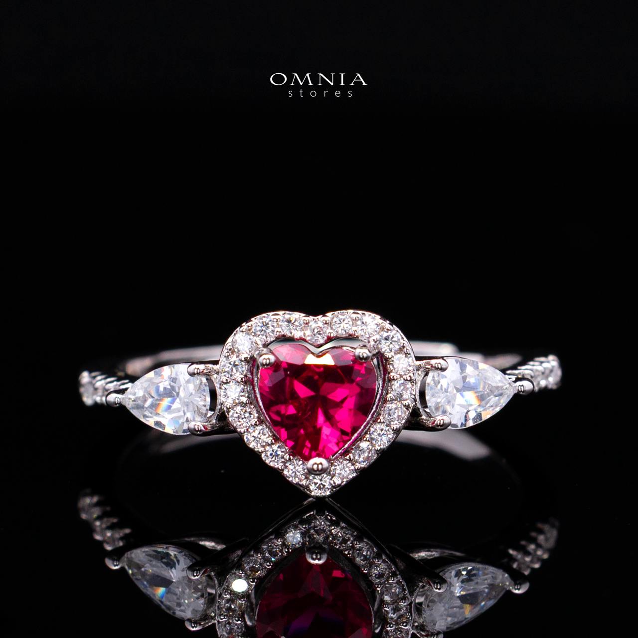 Talina Ruby Red Luxury Bridal Full Jewelry Set with High-Quality Premium Simulated Diamonds-Rhodium-Plated - Image 5