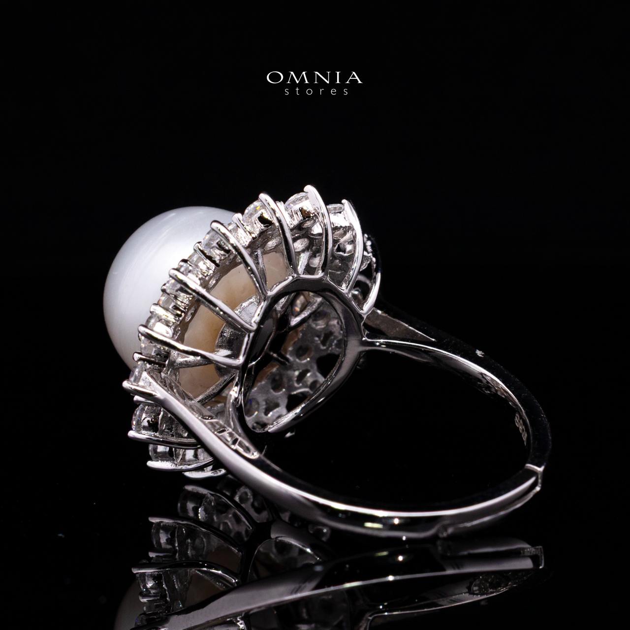 Tasneema Pearl Ring with High-Quality Premium Simulated Diamonds in 925 Sterling Silver - Image 4