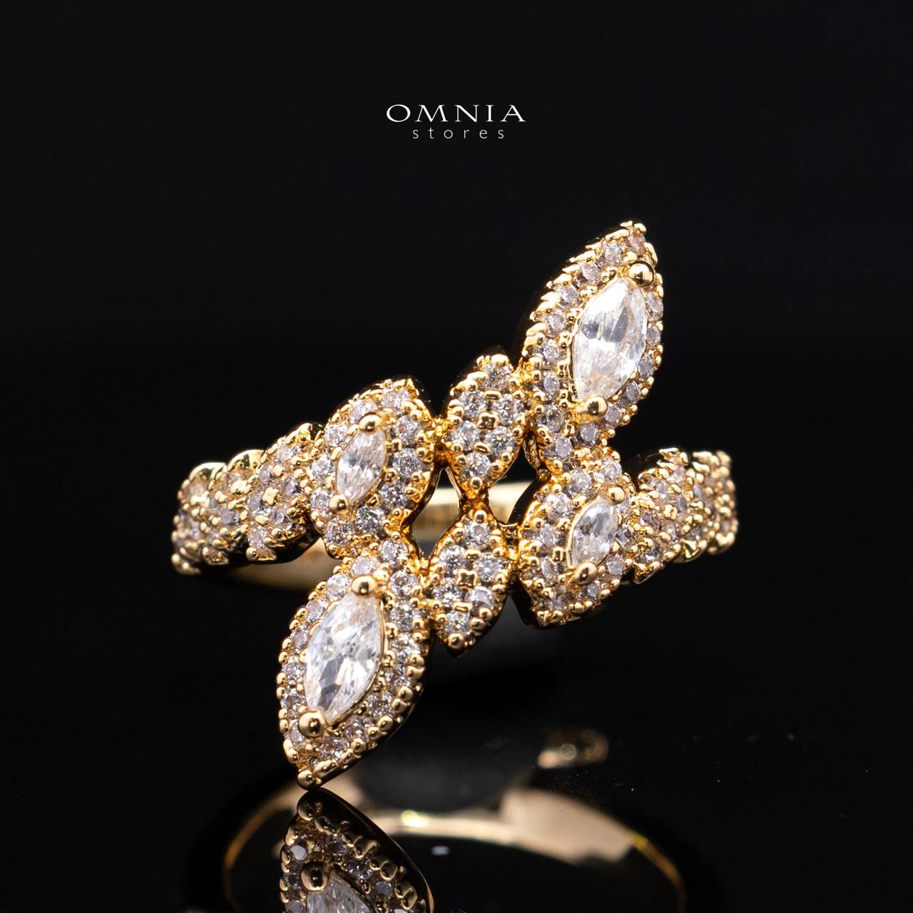Omnia Nada Gold Bridal Full Set in High Quality Zircon Stone Rhodium Plated - Image 5