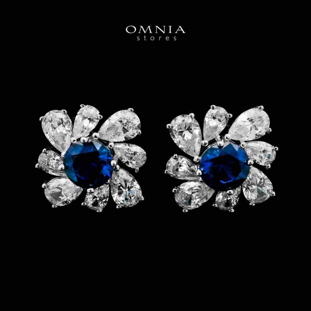 Jinan Lab Grown Sapphire Blue Stones With GRC Certified Earrings in 925 Silver