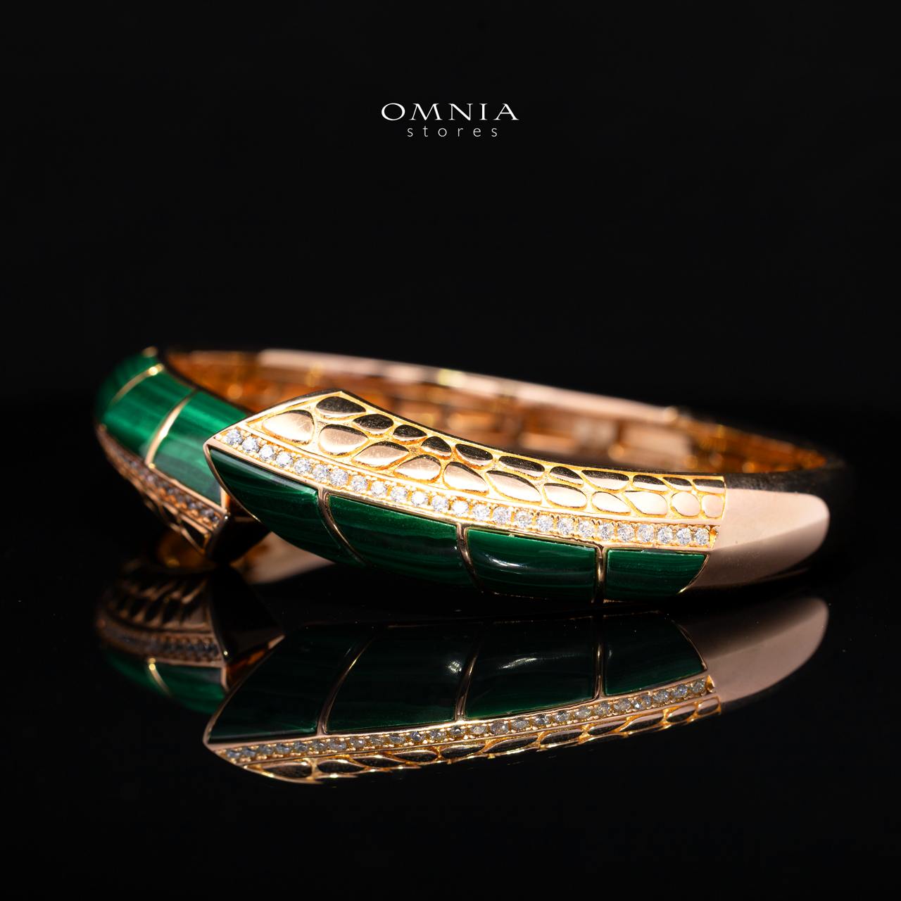 Emilia Green Gold-Plated Bangle with High-Quality Premium Simulated Diamonds in 925 Sterling Silver - Image 2