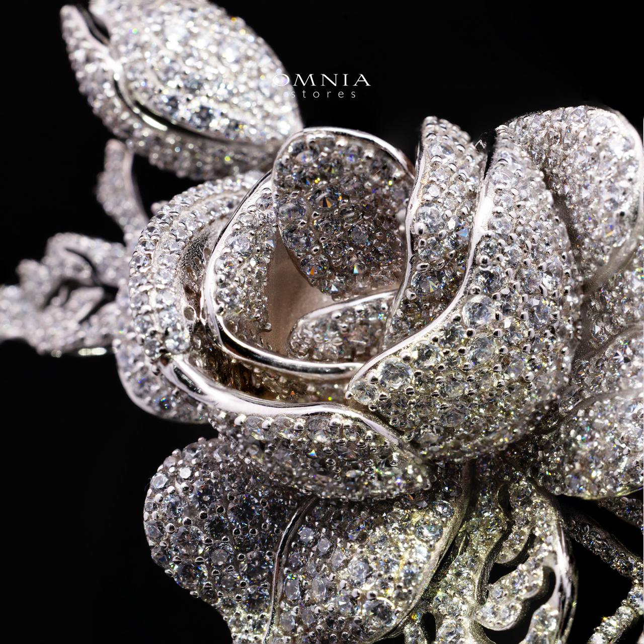 Rosethine Brooch with High-Quality Premium Simulated Diamonds in 925 Sterling Silver - Image 2