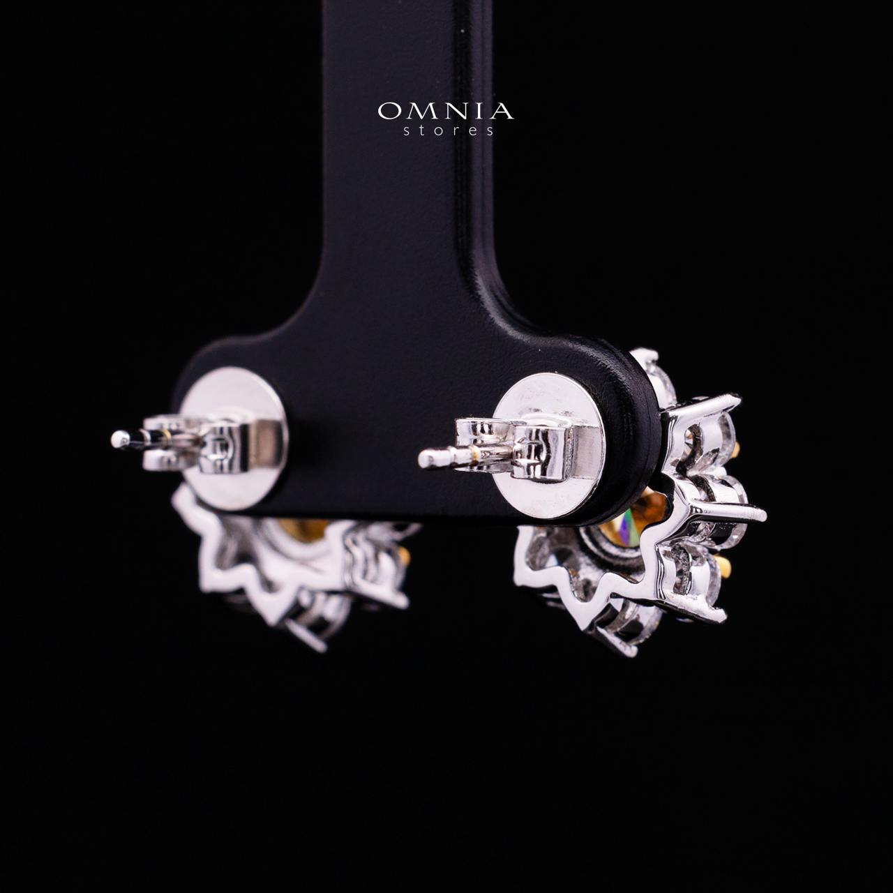 Talyra Yellow Flower Earrings with High-Quality Premium Simulated Diamonds in 925 Sterling Silver - Image 3