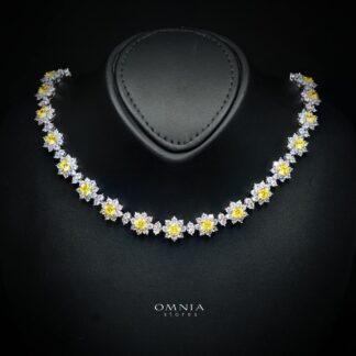 Talyra Yellow Flower Necklace with High-Quality Premium Simulated Diamonds in 925 Sterling Silver