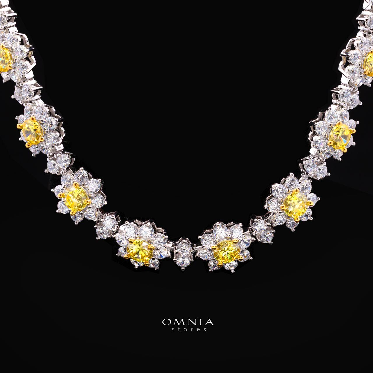 Talyra Yellow Flower Necklace with High-Quality Premium Simulated Diamonds in 925 Sterling Silver - Image 2