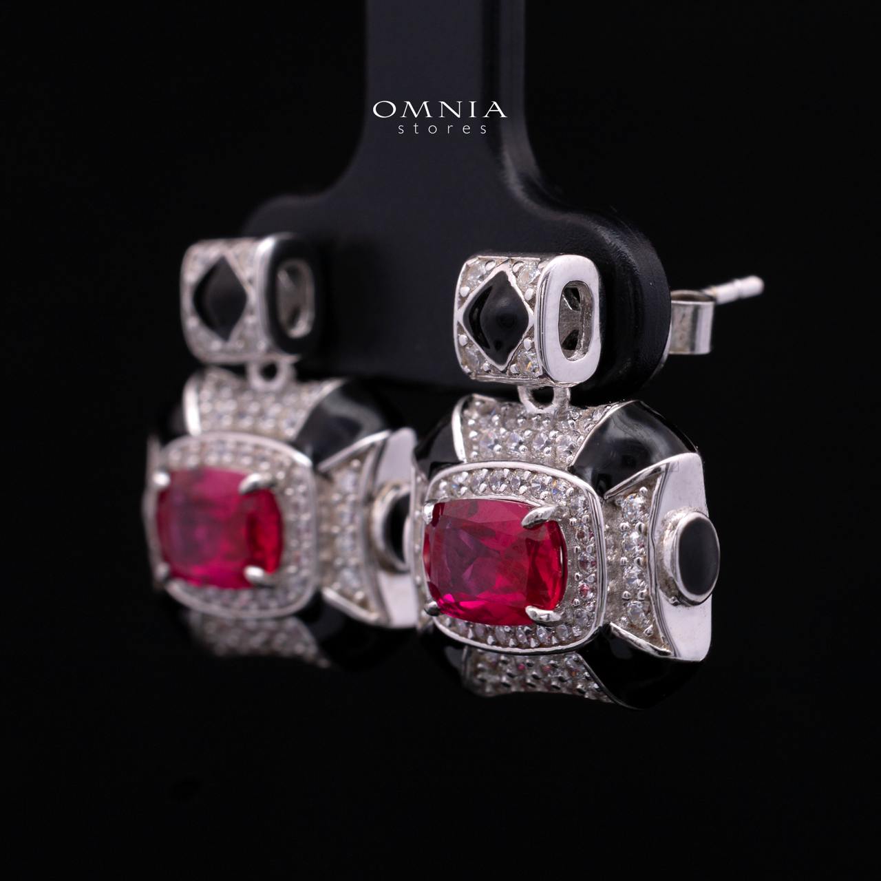 Velanora Ruby Red Stud Earrings with High Quality Premium in 925 Sterling Silver - Image 2