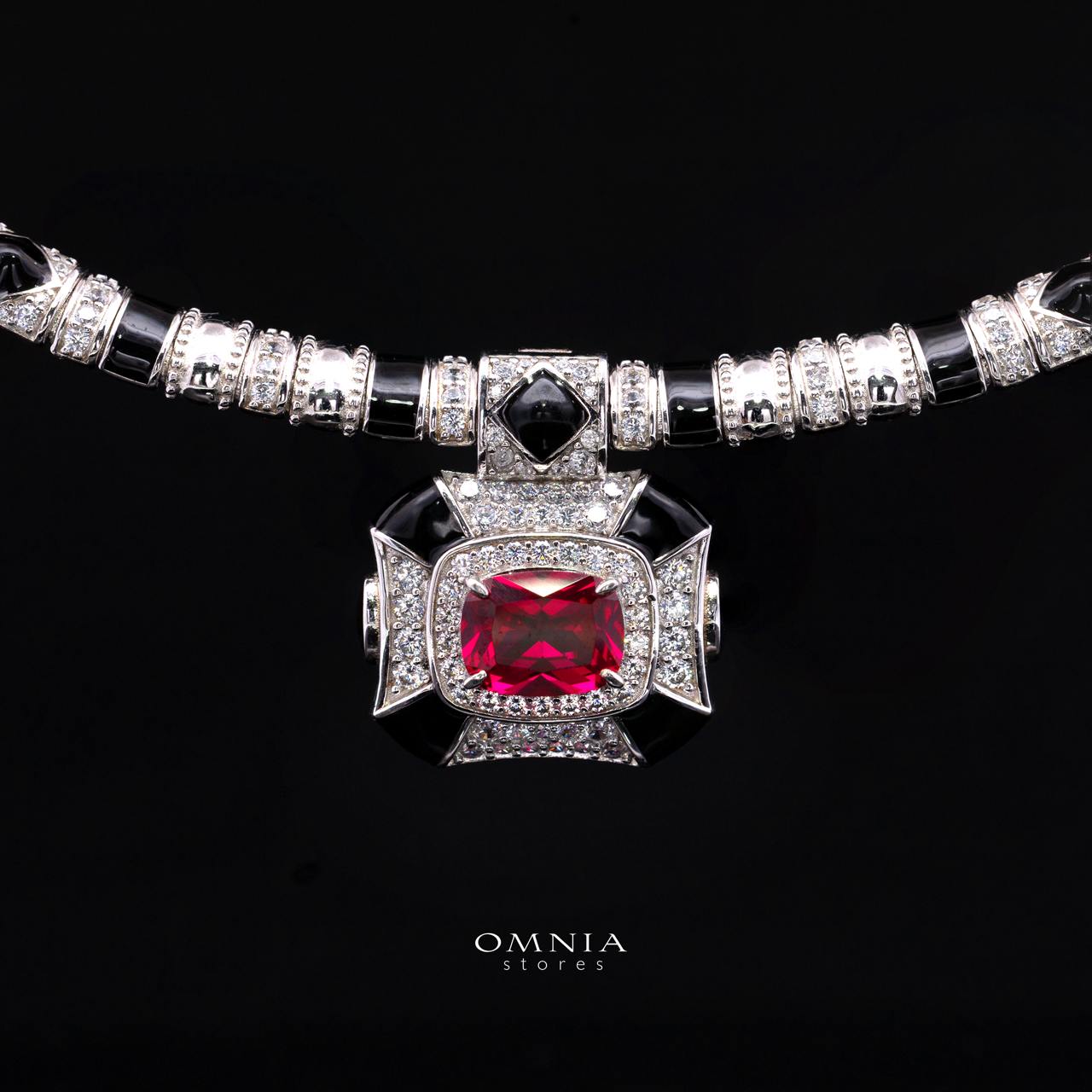 Velanora Ruby Red Necklace with High-Quality Premium Simulated Diamonds in 925 Sterling Silver - Image 3