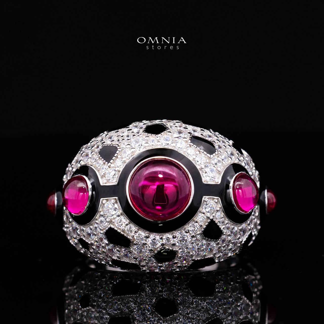Velanora Ruby Red Ring with High-Quality Premium Simulated Diamonds in 925 Sterling Silver